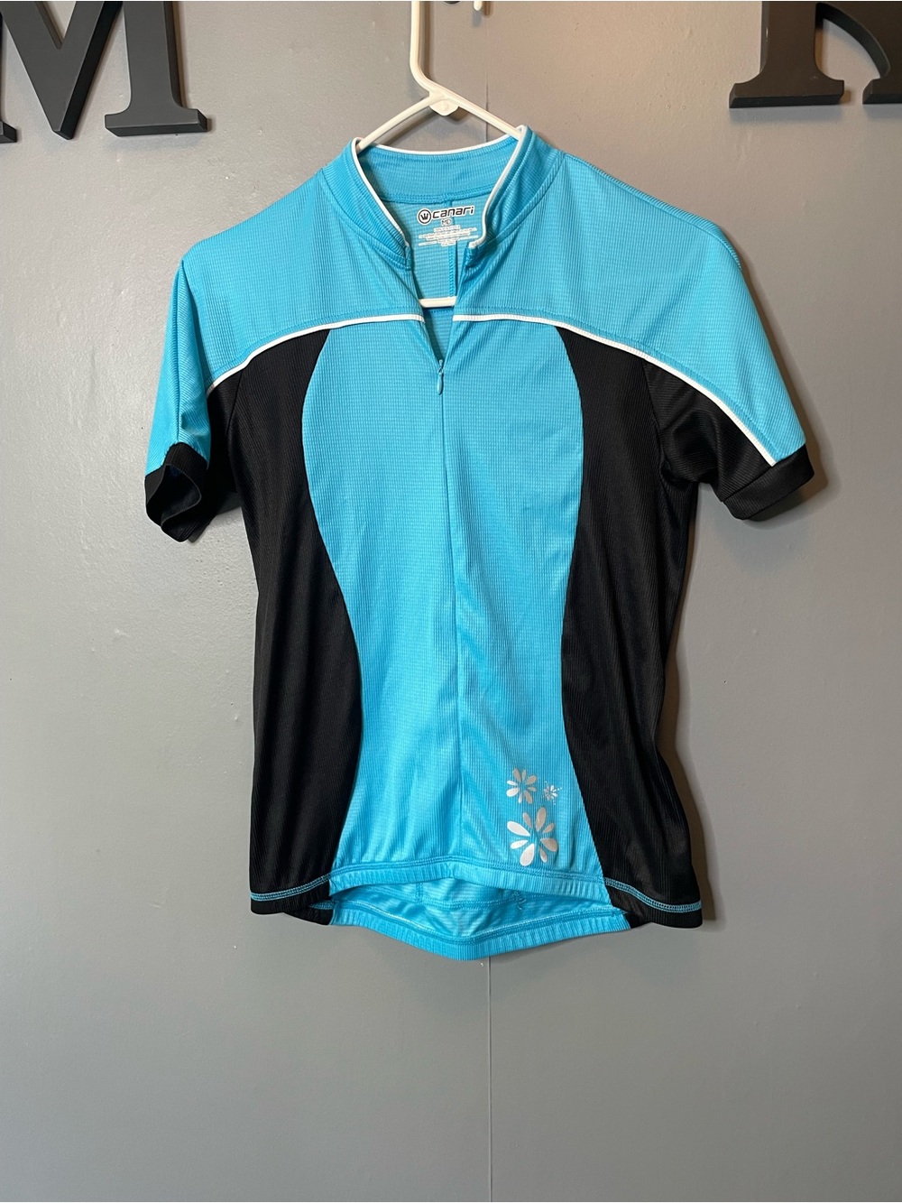 Canari Women's Short Sleeve Cycling Jersey Quarter Zip MD Blue/Black size medium